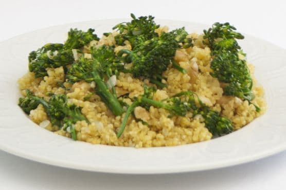 Illustration showing the concept of: Broccolini Quinoa Pilaf