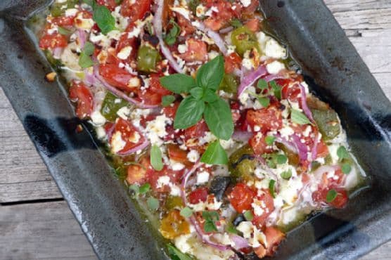 Illustration showing the concept of: Greek-Style Baked Fish: Fresh, Simple, and Delicious